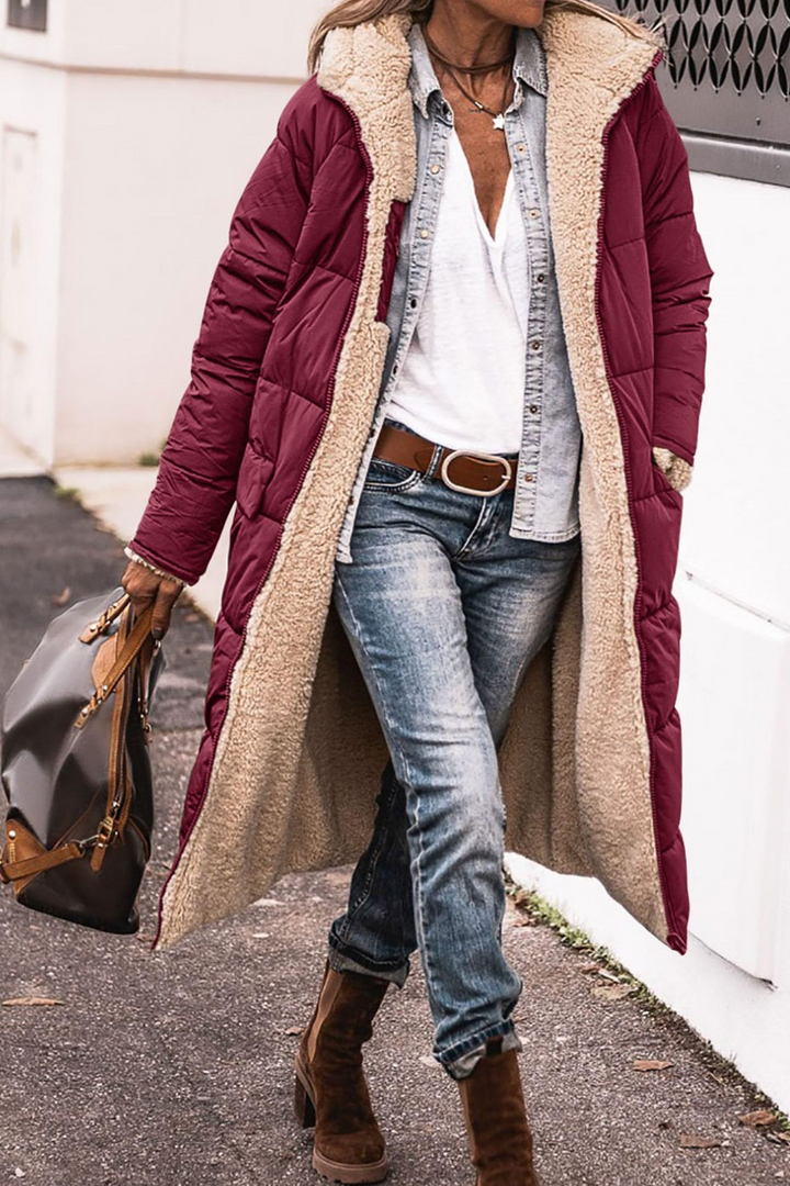 Johna Reversible Sherpa Coat Luxe