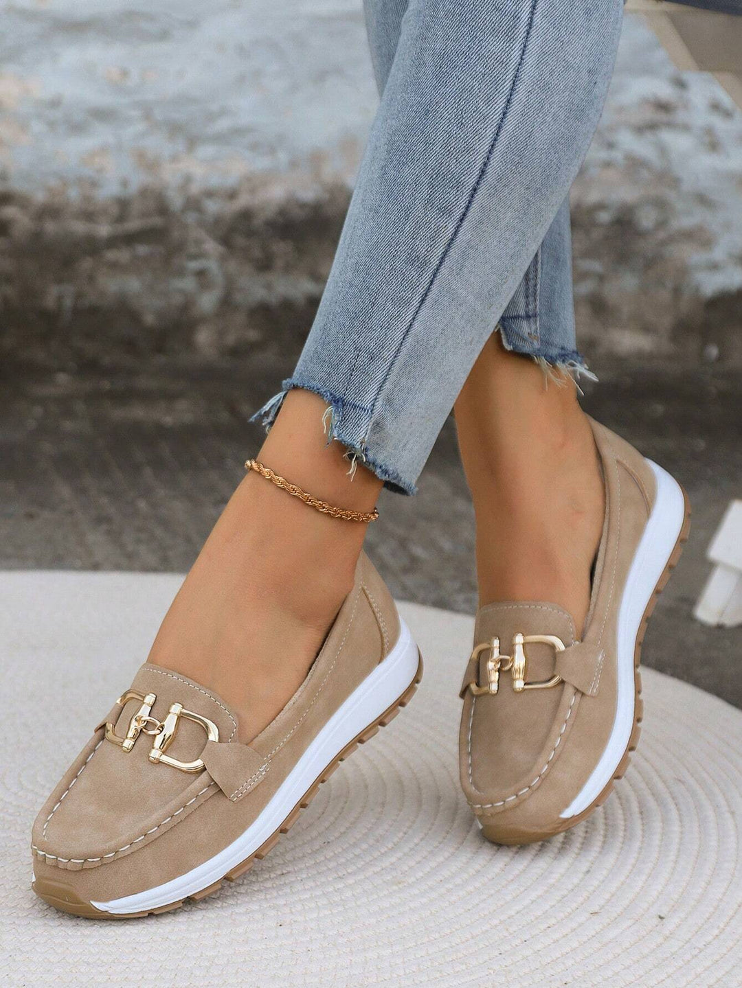 Elly Stylish Buckle Loafers