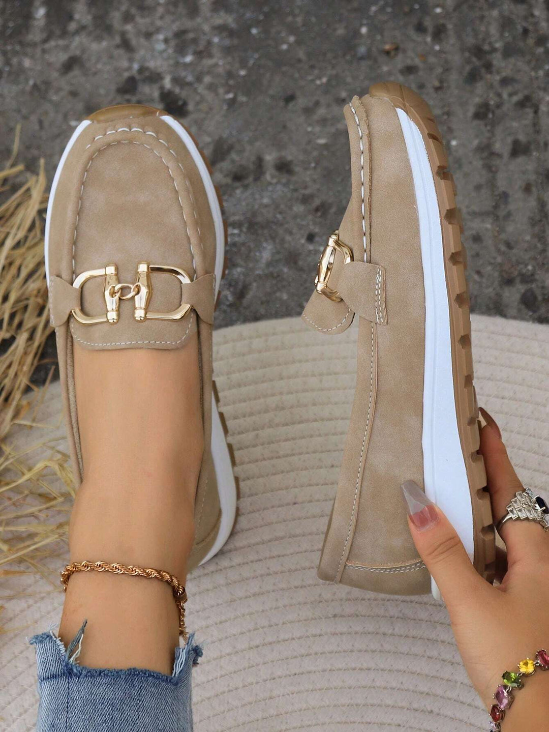 Elly Stylish Buckle Loafers