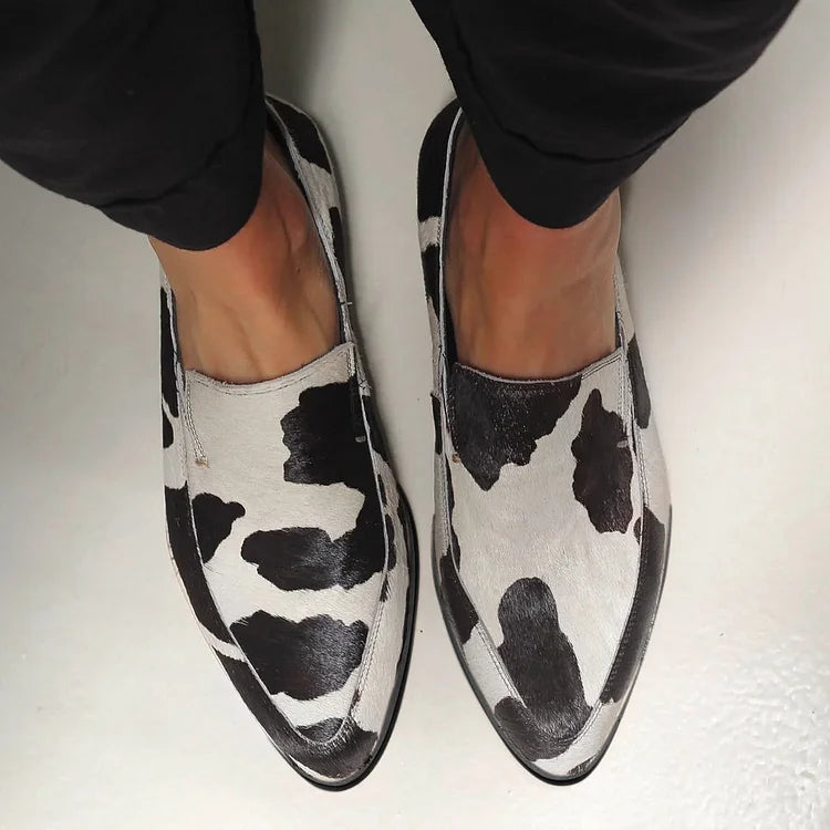 Cow Print Slip-On Shoes