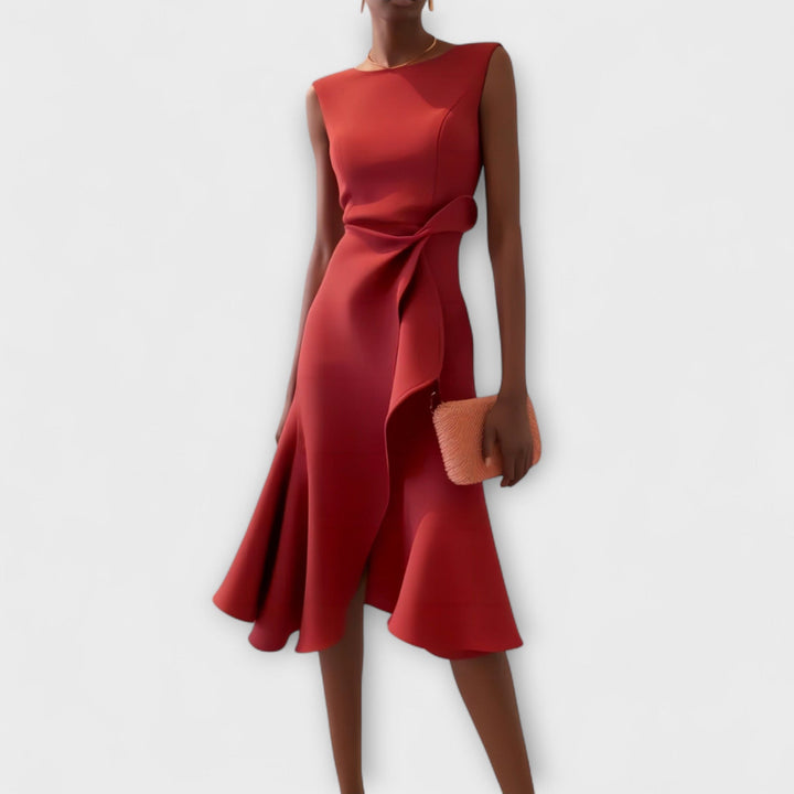 Juliette Asymmetrical Draped Midi Dress