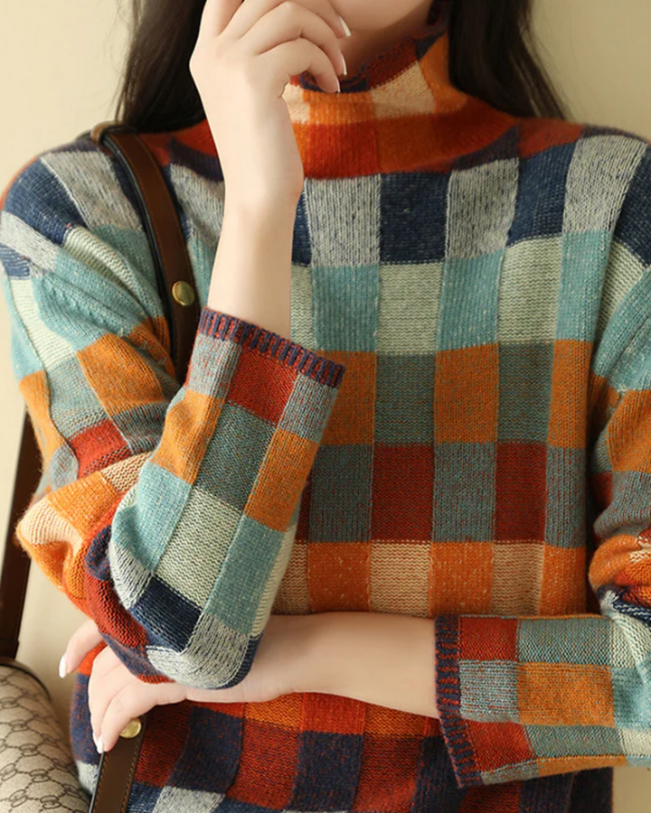 Madi Patchwork Turtleneck Sweater