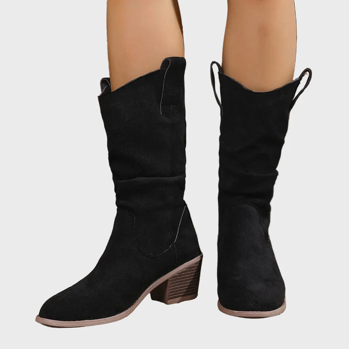 Jade Western-Inspired Mid-Heel Boots
