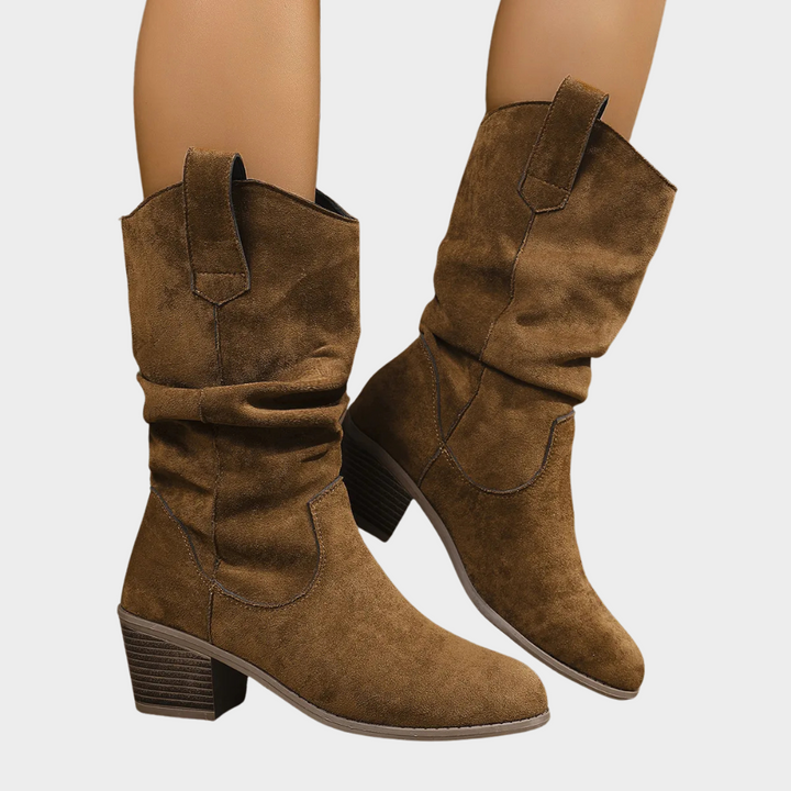 Jade Western-Inspired Mid-Heel Boots
