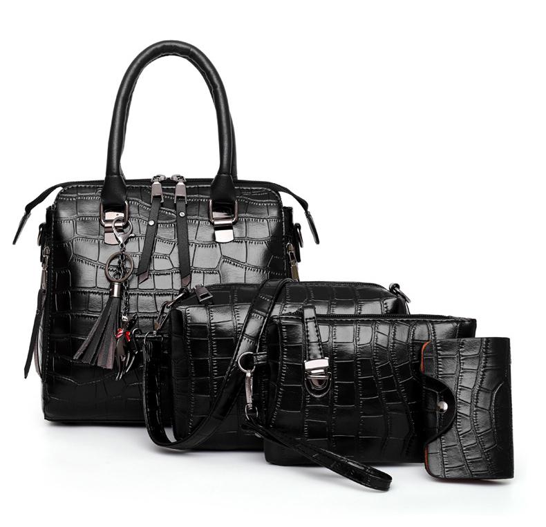 Sophia Vintage Crocodile-Pattern 4-Piece Bag Set