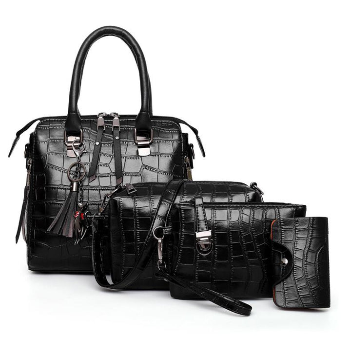Sophia Vintage Crocodile-Pattern 4-Piece Bag Set