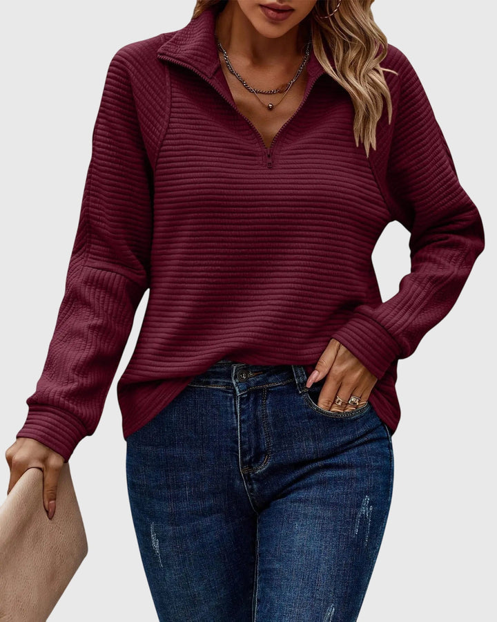 Molly Chic Half-Zip Knit Sweater