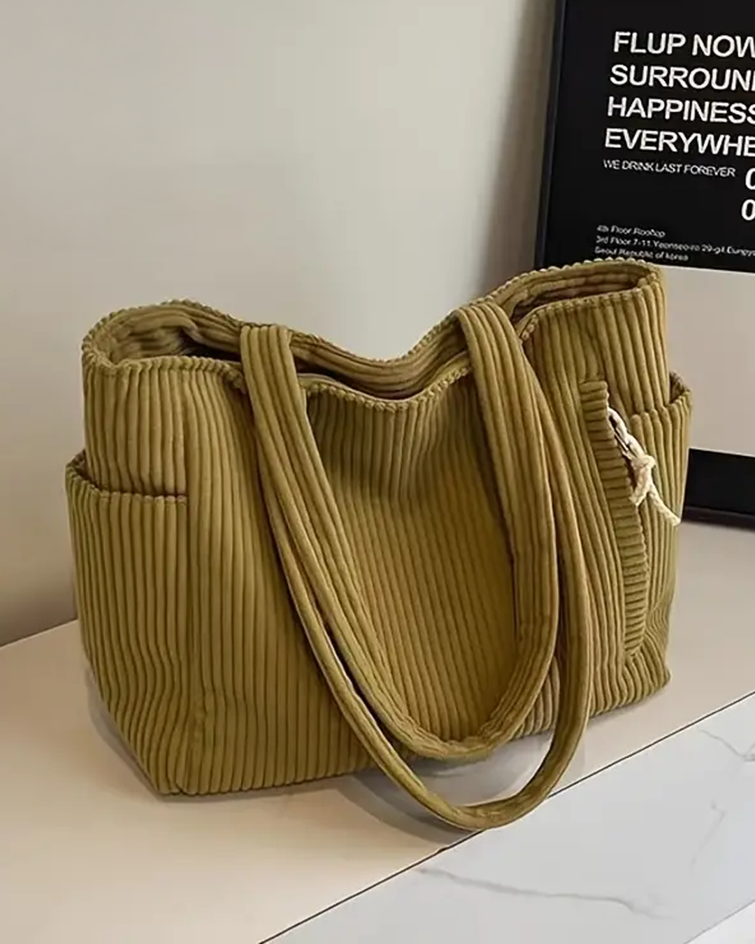 Tilda Drwastring Ribbed Tote Bag