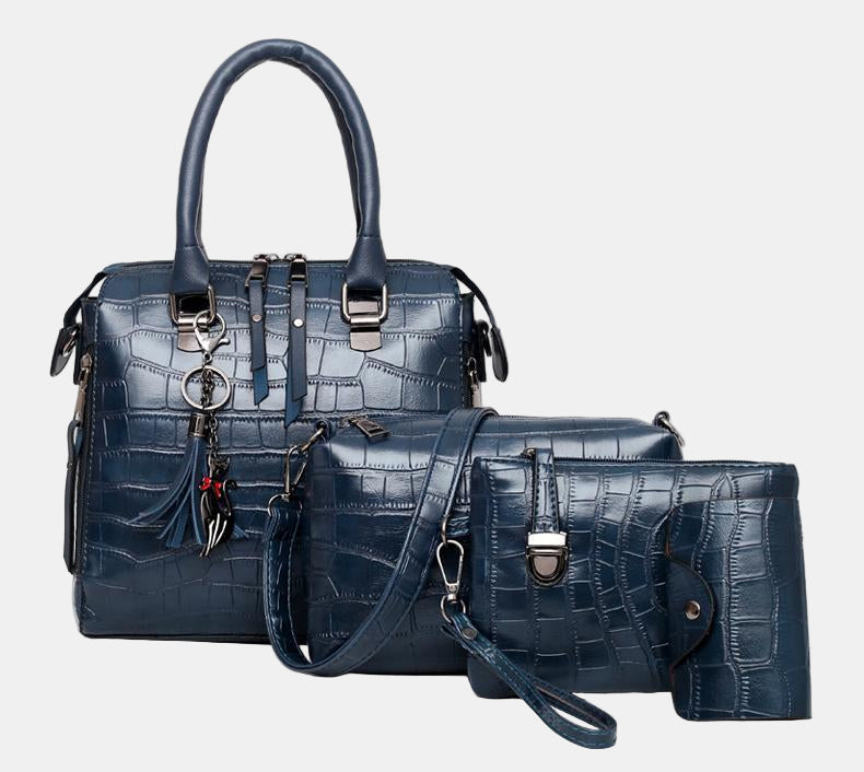 Sophia Vintage Crocodile-Pattern 4-Piece Bag Set