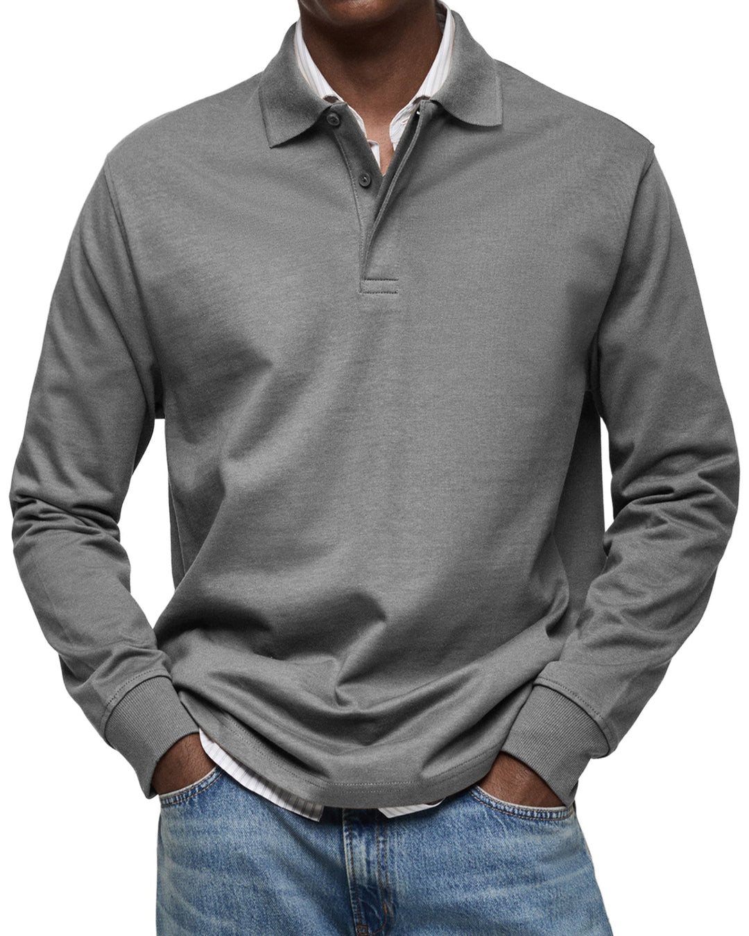 Richard Long-Sleeve Casual Polo Shirt