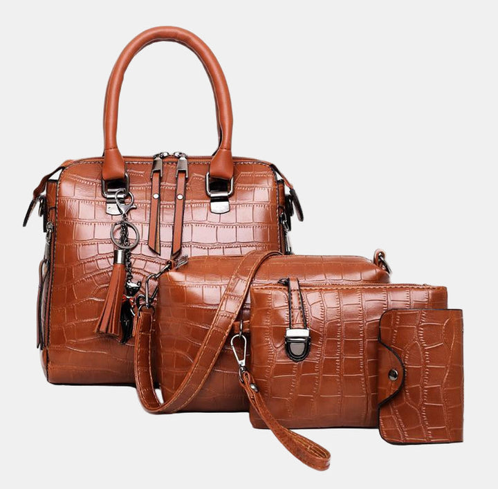 Sophia Vintage Crocodile-Pattern 4-Piece Bag Set