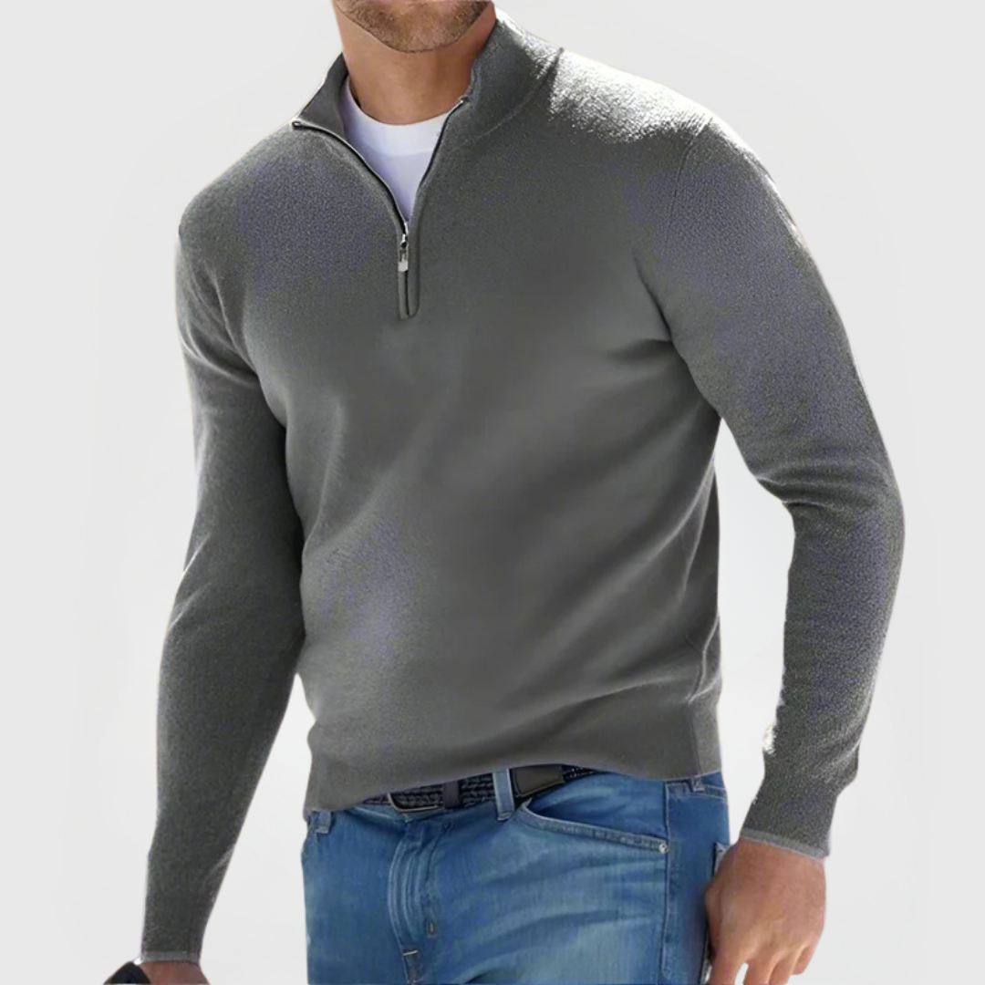Renzino Chic Zip-Front Sweater