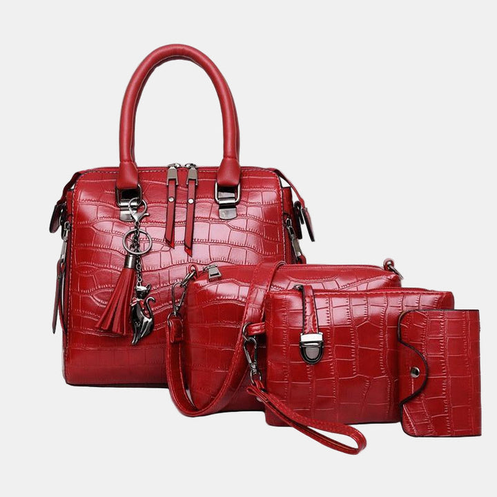 Sophia Vintage Crocodile-Pattern 4-Piece Bag Set