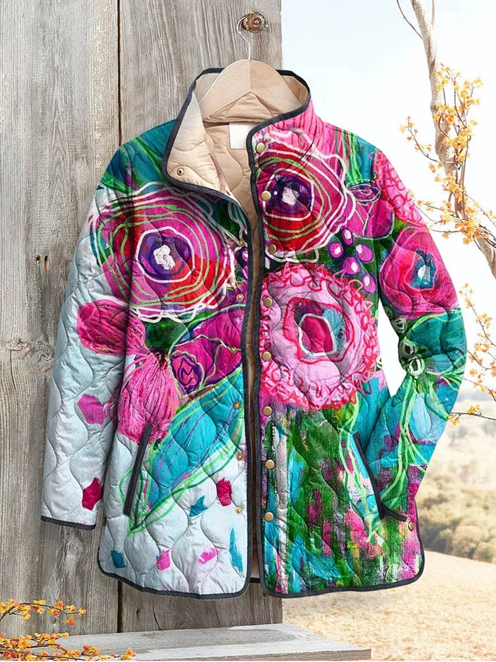 Elegant Floral Print Women's Jacket