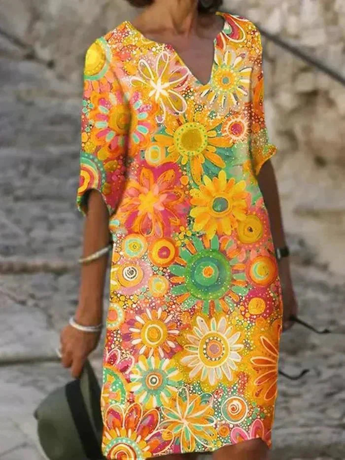 Nira Vibrant Floral Midi Dress