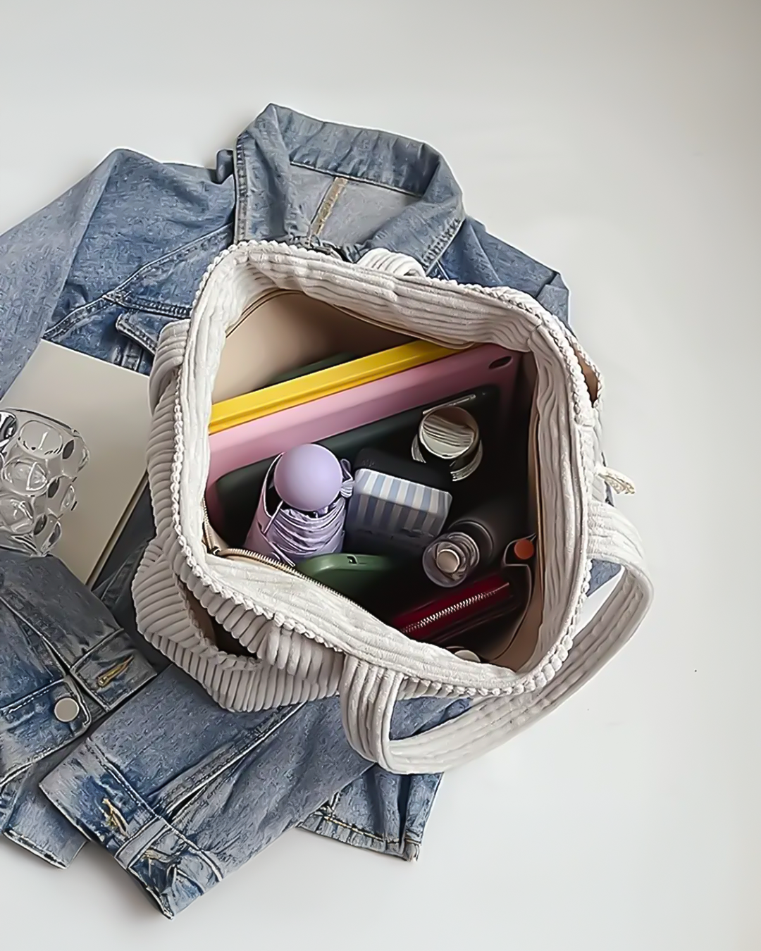 Tilda Drwastring Ribbed Tote Bag