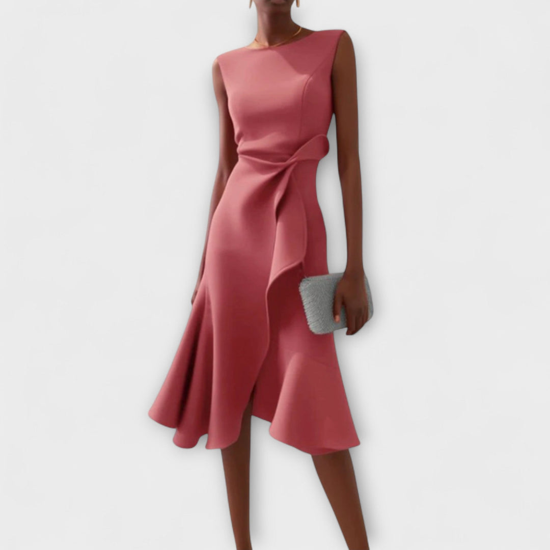 Juliette Asymmetrical Draped Midi Dress