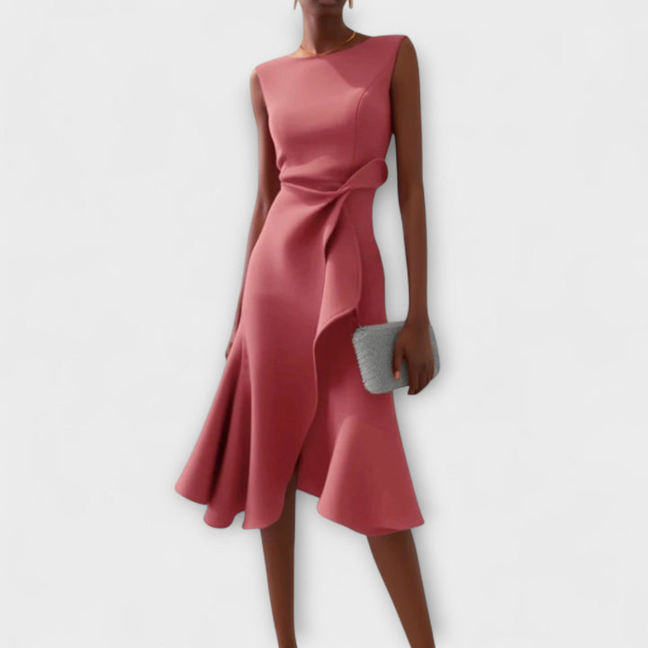 Juliette Asymmetrical Draped Midi Dress