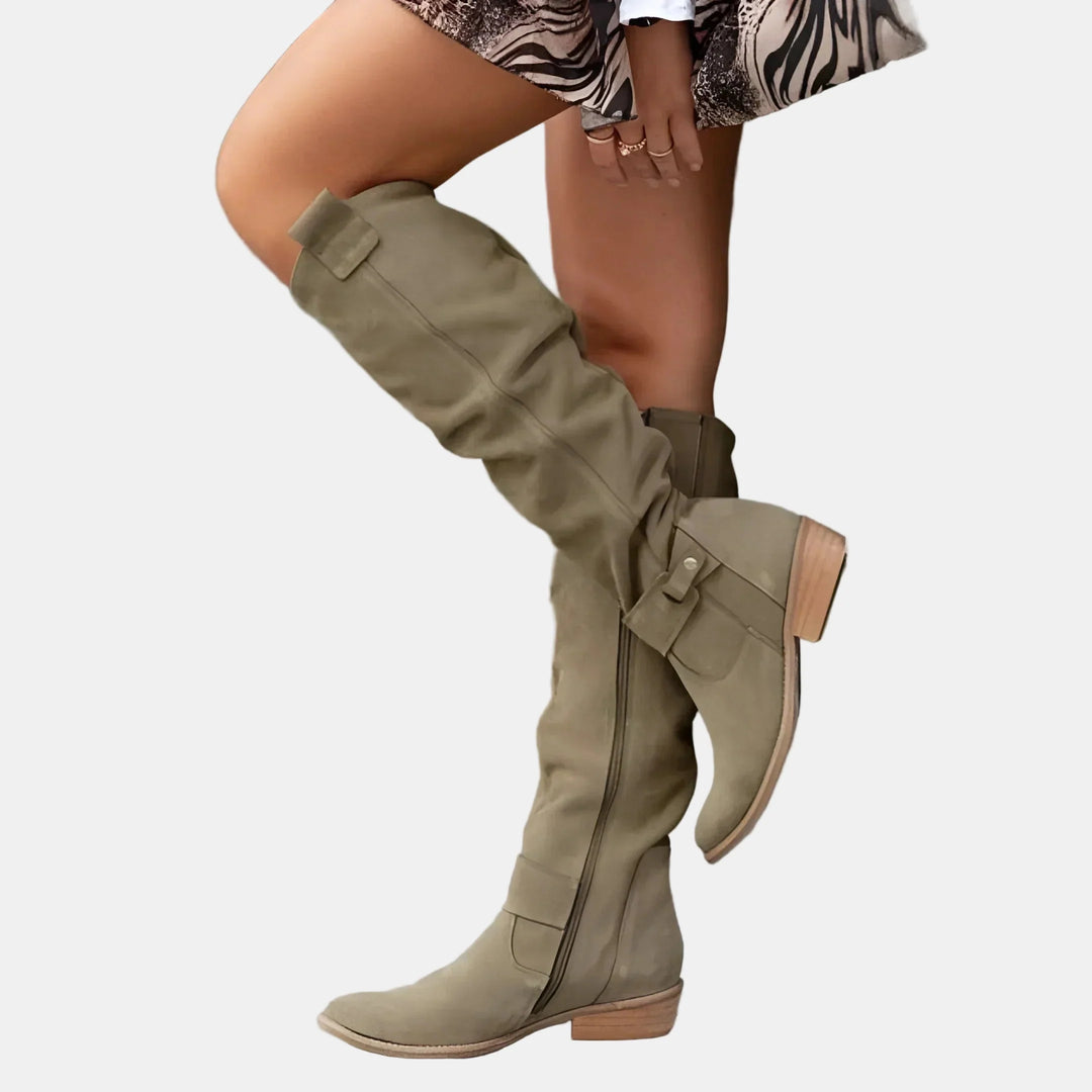 Avery Low-Heeled Suede Boots