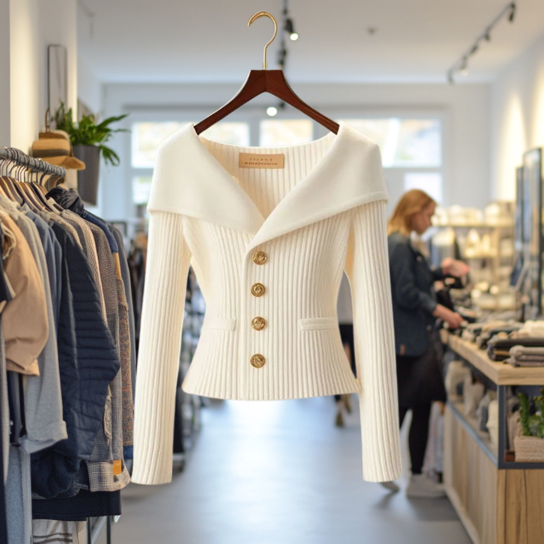 Lexie Bold Button-Front Sweater Jacket