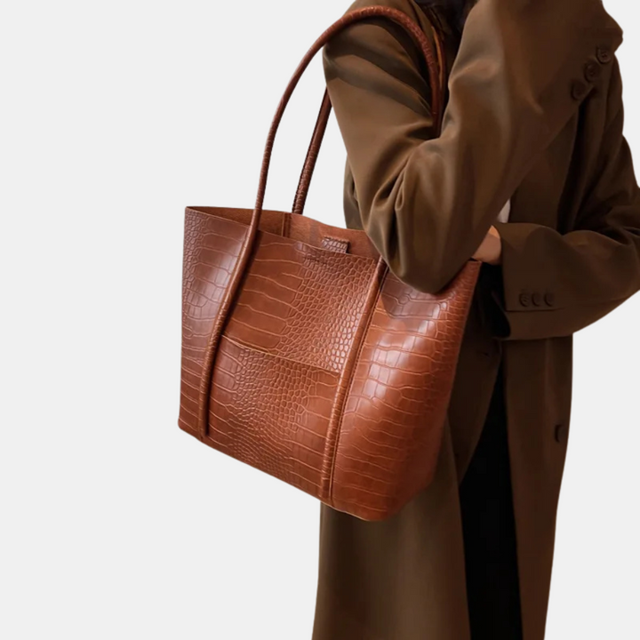 Sophia Croc Leather Shoulder Bag