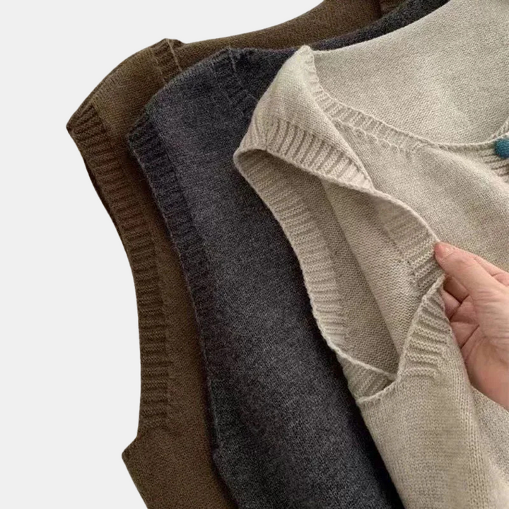 Zaria Knit Vest with Colorful Buttons