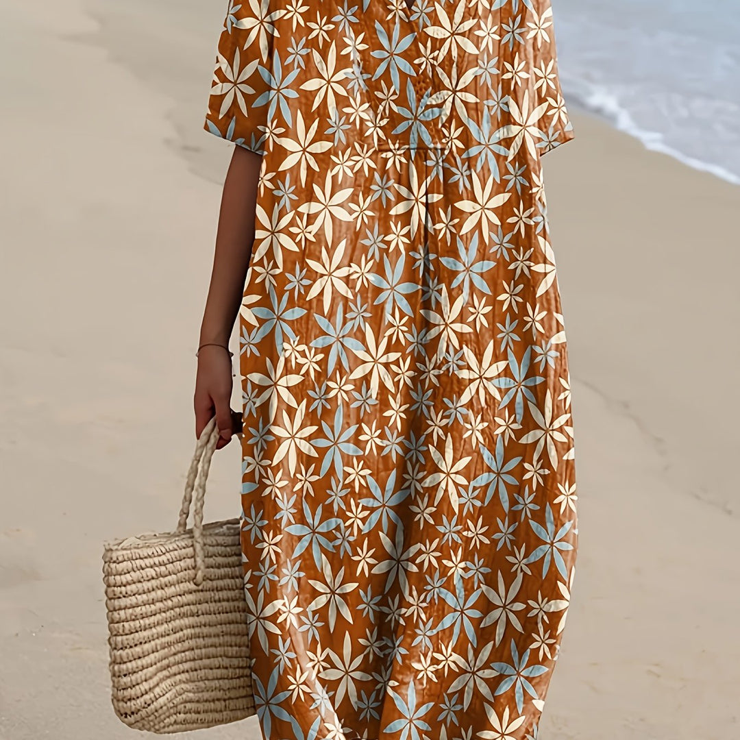 Lola Rust Floral Midi Dress