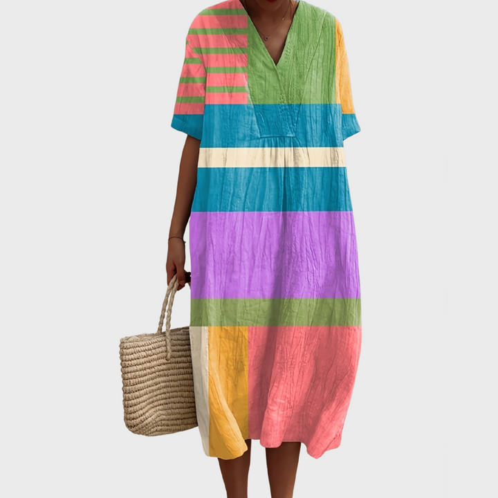 Pippa Colorblock V-Neck Midi Dress