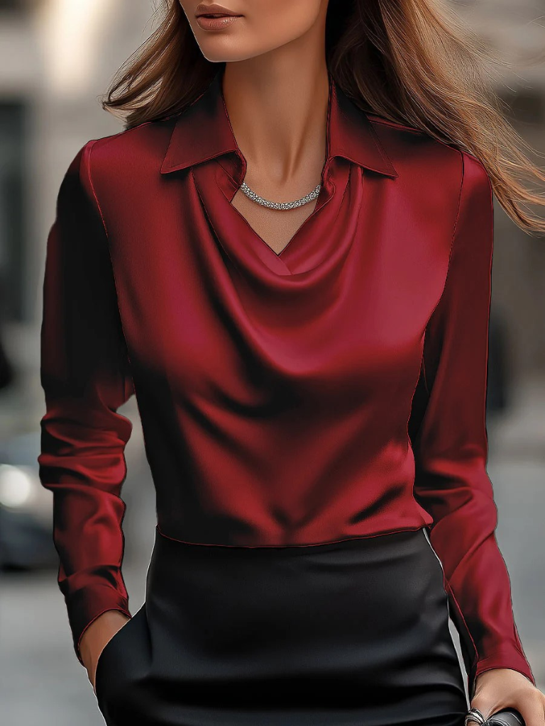 Victoria Luxe Satin Draped Blouse