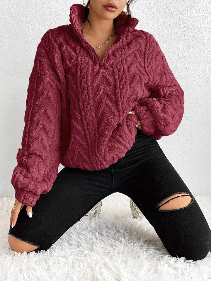 Aila Fluffy Zip-Up Sweater