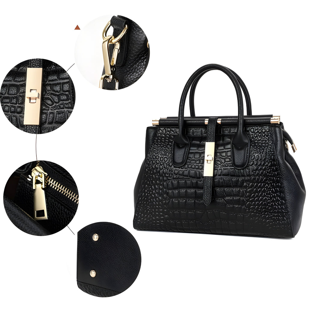 Evelina Croc-Embossed Handbag