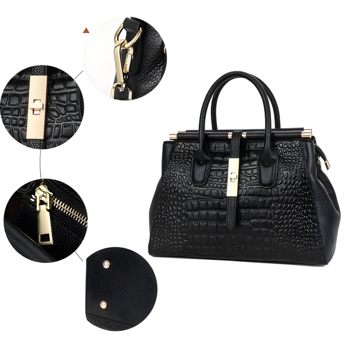 Evelina Croc-Embossed Handbag