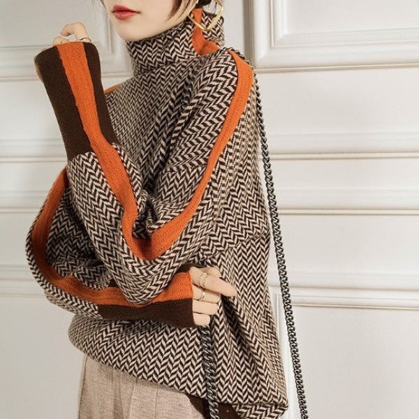 Eleanor Luxe Herringbone Turtleneck