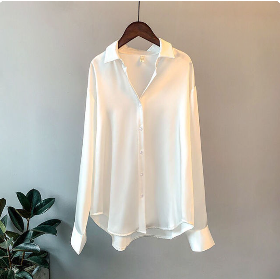 Olivia Luxe Satin Long-Sleeve Blouse