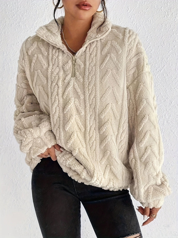 Aila Fluffy Zip-Up Sweater