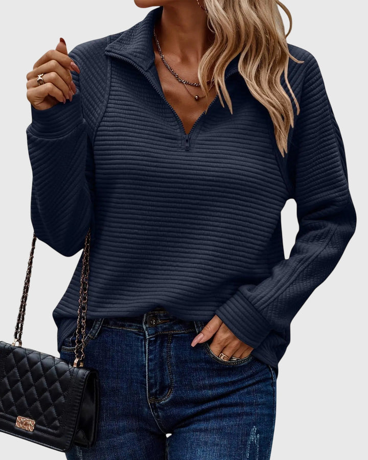 Molly Chic Half-Zip Knit Sweater