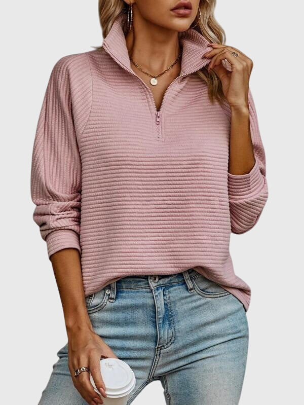 Molly Chic Half-Zip Knit Sweater