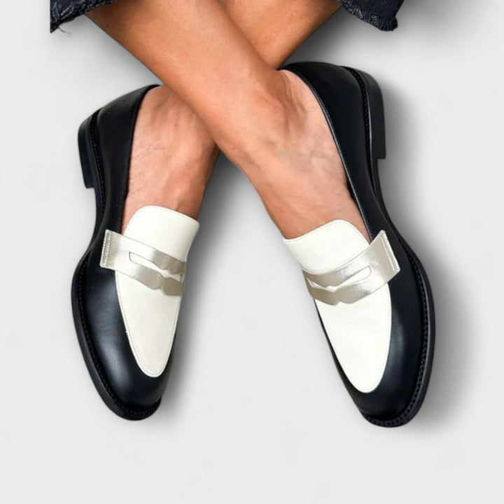 Xara Metallic Shine Black Loafers