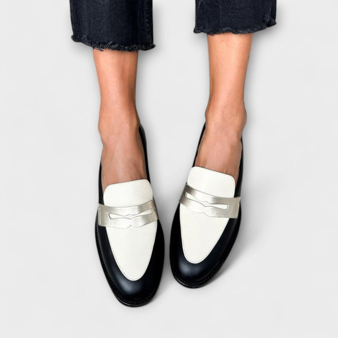 Xara Metallic Shine Black Loafers