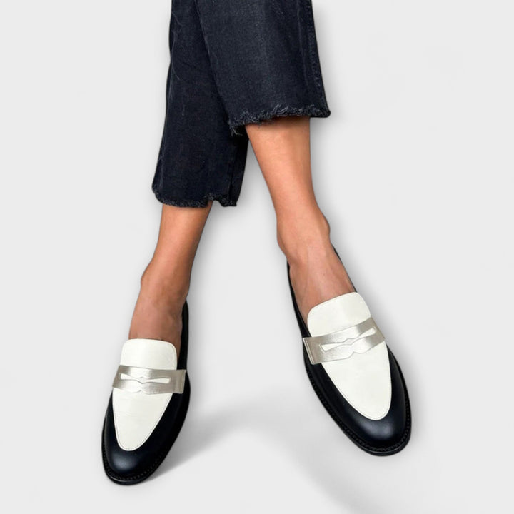 Xara Metallic Shine Black Loafers