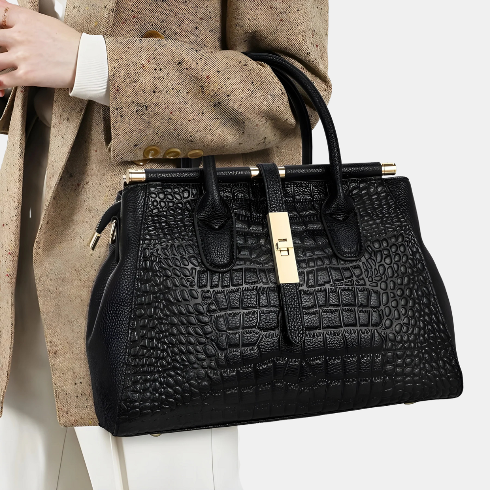 Evelina Croc-Embossed Handbag