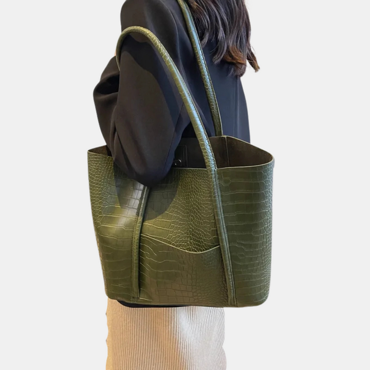 Sophia Croc Leather Shoulder Bag