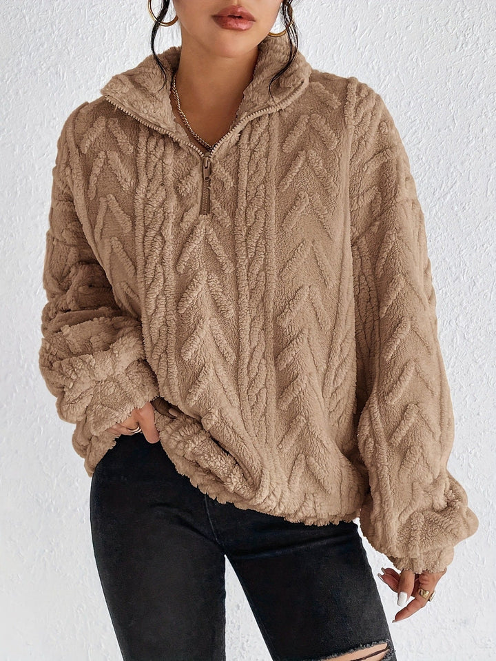 Aila Fluffy Zip-Up Sweater