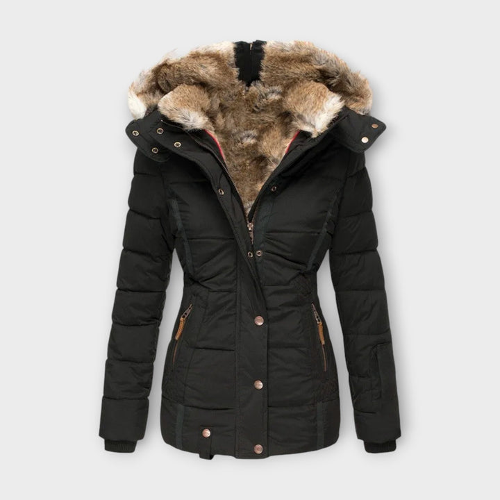 Emine Plush Faux Fur Lined Coat