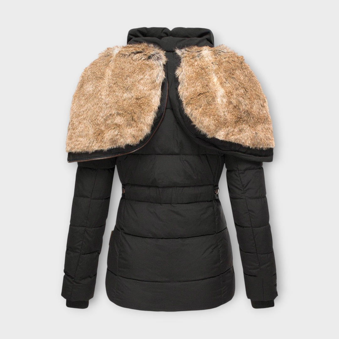 Emine Plush Faux Fur Lined Coat