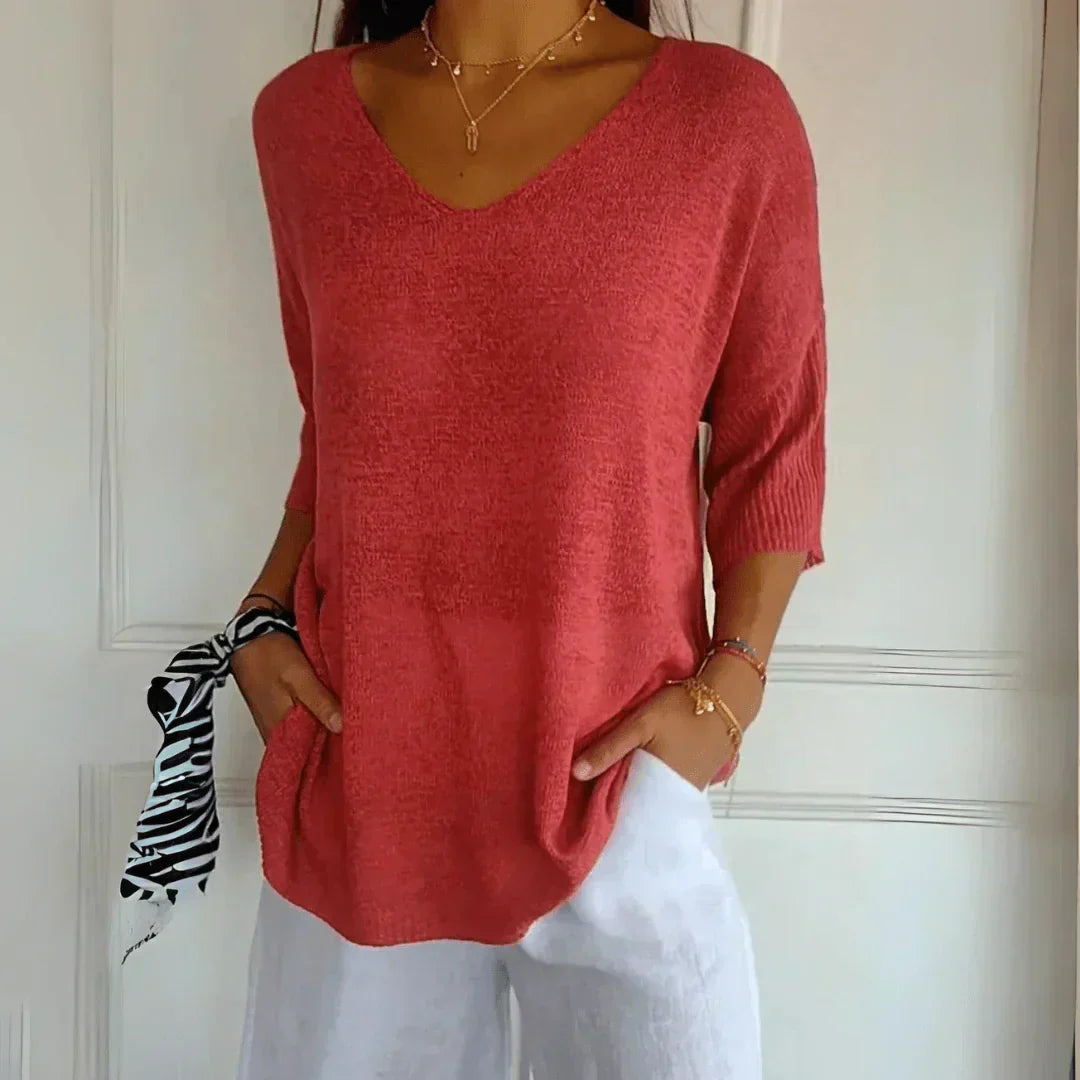 Maddie Relaxed-Fit V-Neck Sweater