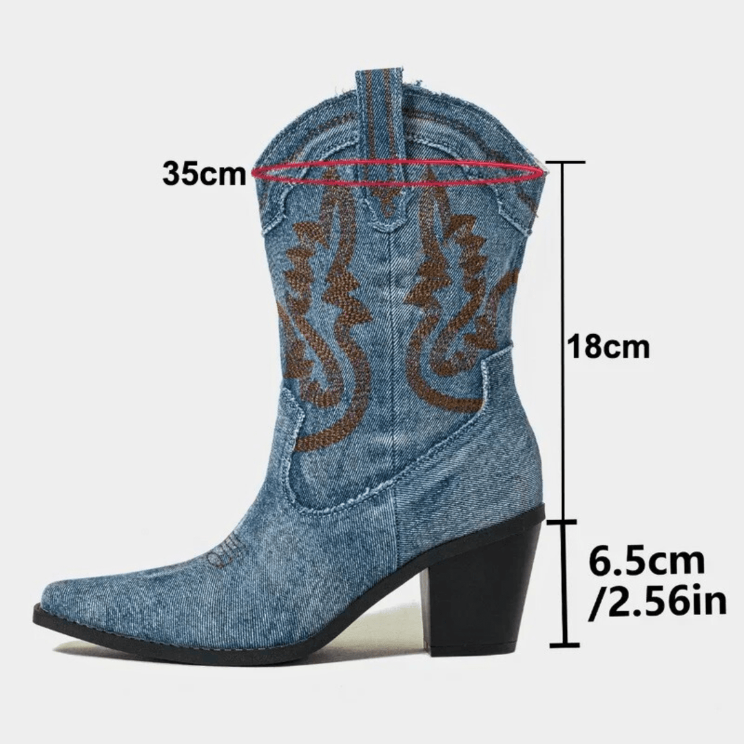 Elara Ankle Boots in Denim Style