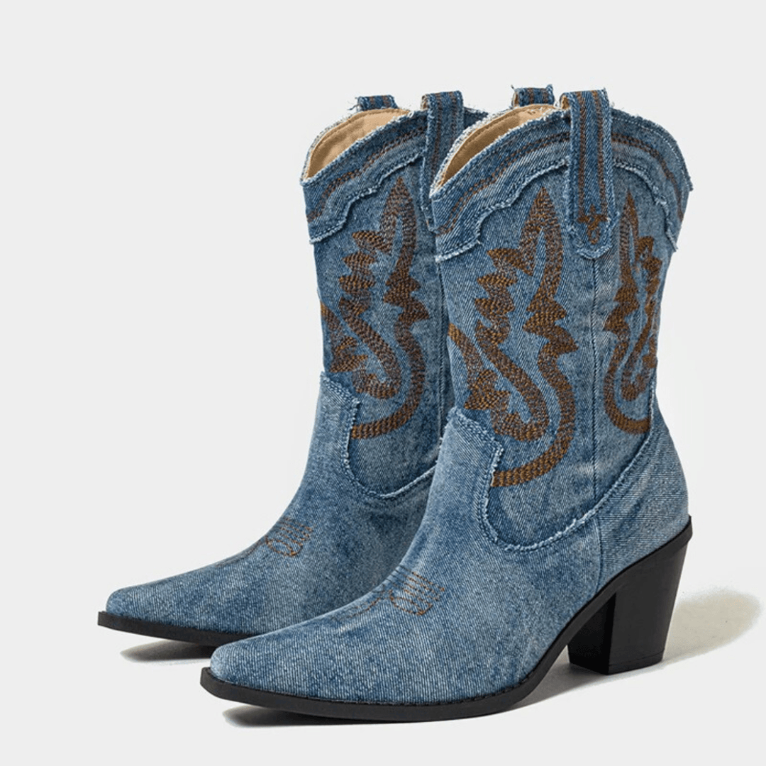 Elara Ankle Boots in Denim Style