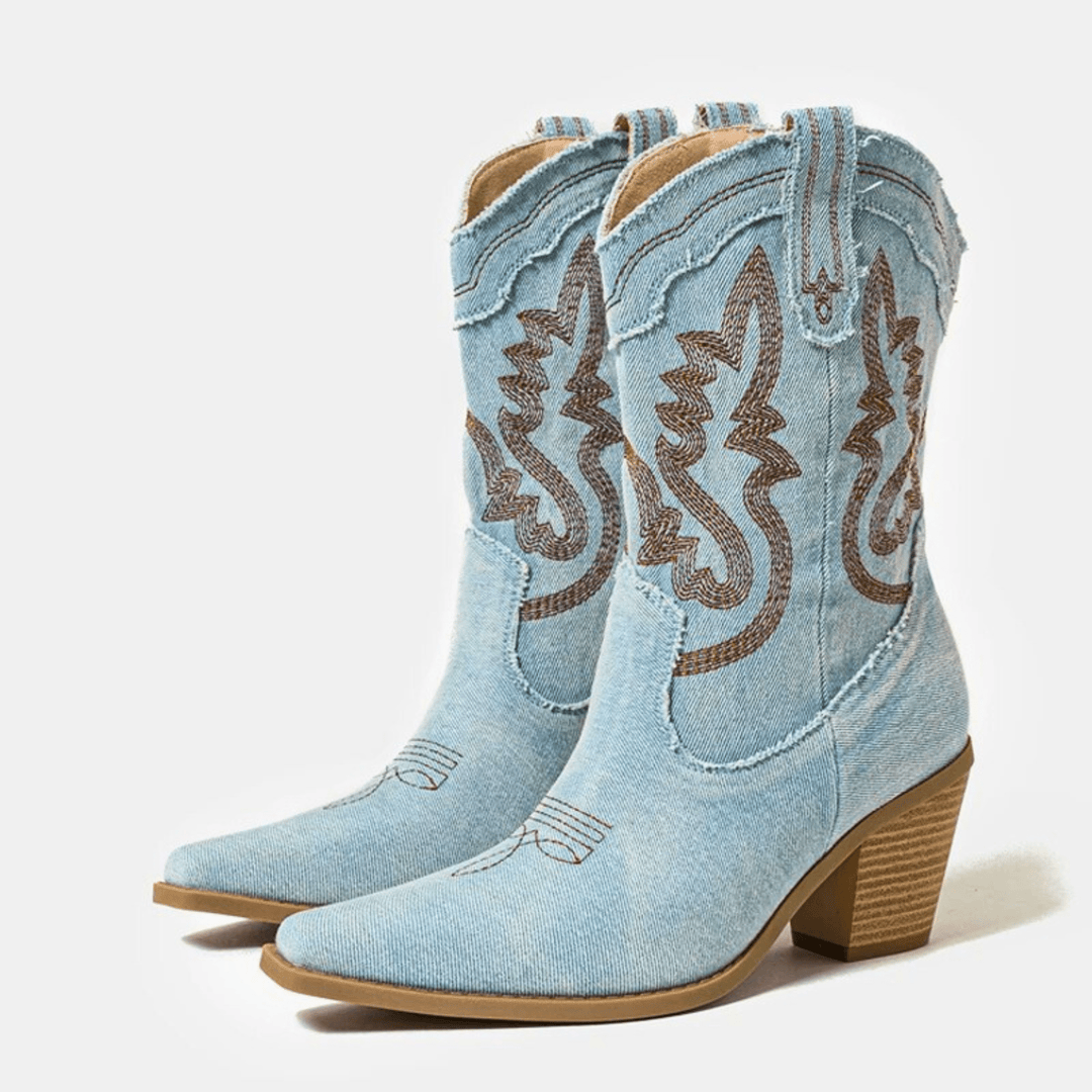 Elara Ankle Boots in Denim Style