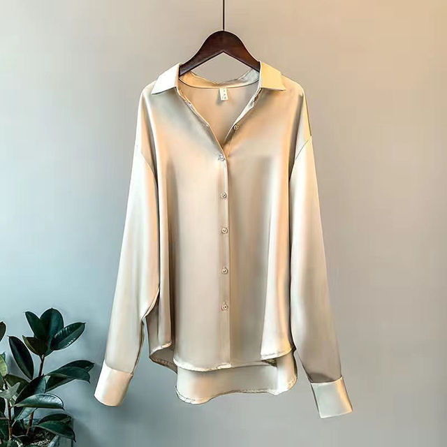 Olivia Luxe Satin Long-Sleeve Blouse